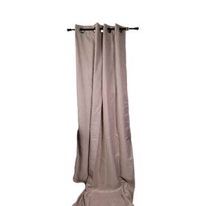 Long Beige Blackout Curtain with Grommet Openings